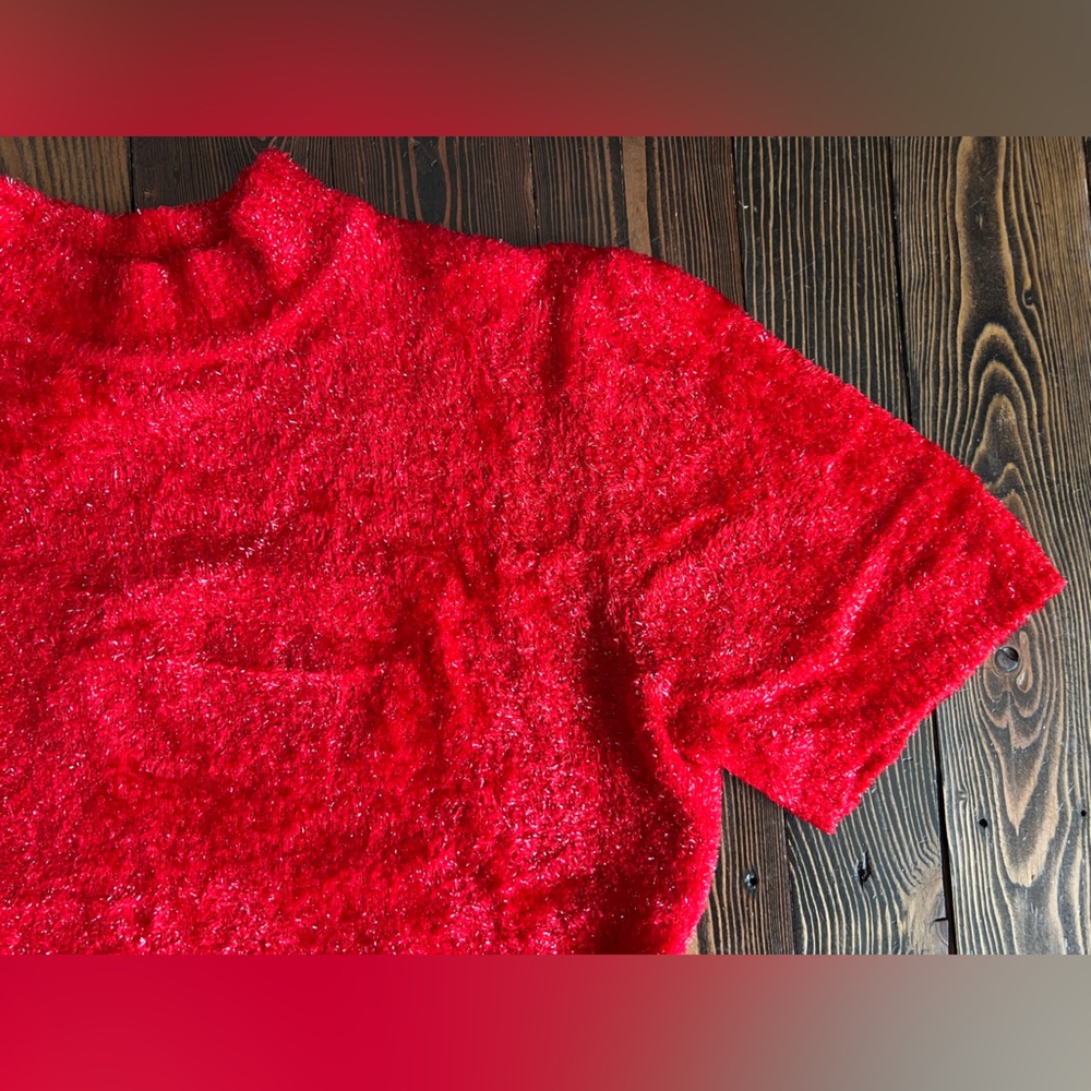 FRANCO VALERI • Red Sparkle Top glitter partycore Y2K holiday glam festival FV L - Picture 3 of 13